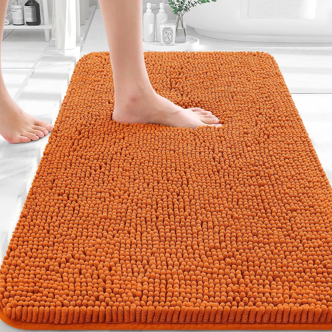 OLANLY Bathroom Rugs 30x20, Extra Soft Absorbent Chenille Bath Rugs, Rubber Backing Quick Dry, Machine Washable Bath Mats for Bathroom Floor, Tub and Shower, Home Decor Accessories, Clay