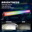 RGB Car Light Bar Offroad Multicolor Offroad Driving Lights for Trucks ATV Golf Cart & Boat with Remote and Wiring Harness (180W)