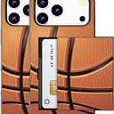 Compatible for iPhone 17 Pro Max Case with Card Holder Cute - Kawaii Design Military-Grade Drop Protection Rugged Wallet Cases for Women (Black Basketball Sports)