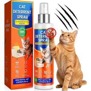 Cat Deterrent Spray, Cat Repellent Indoor and Outdoor, Cat Deterrent for Furniture Protection, Pee Spraying, Excessive Chewing & Scratching Everywhere, Pet-Safe Formula, 5.07 Fl Oz (Yellow)