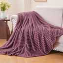 BEDELITE Fleece Blanket Twin Size 3D Ribbed Jacquard Soft and Warm Decorative Fuzzy Blankets Cozy, Fluffy, Plush Lightweight Throw Blankets for Couch, Bed, Sofa(Plum, 60x80 inches)