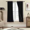 100% Blackout 340 GSM Curtain Panels , Heat and Full light Blocking Drapes with Grommets for Bedroom, Black Thermal Insulated Window Treatment Drapes for Living Room (Black, 2 Panels, 52 x 63 inch)