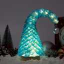 Crooked Sea Glass Christmas Tree with LED Lights - Handcrafted Whimsical Mini Blue Christmas Tree, Ideal for Christmas, New Year, Coastal Holiday Decor & Gifts, Versatile Home Decor (10in)