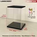 LANSCOERY Clear Acrylic Display Case with RGBW LED Light, Black Display Box with Open Door, Dustproof Showcase, Perfect for Figures Collectibles - 13.8x9.8x21.2 inch