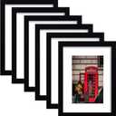 8x10 Picture Frame Set of 6, Display Pictures 5x7 with Mat or 8x10 Without Mat for Wall Mounting or Table Top Display,Black