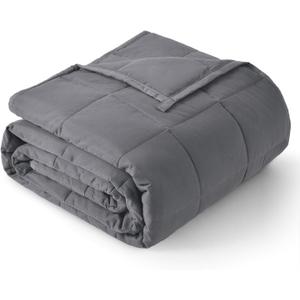 Topblan Weighted Blanket for Adults 12lbs, Soft Cooling Breathable Weighted Throw for Sleeping, Machine Washable Heavy Blanket with Glass Beads for Summer, Sofa Bed, 48"x72" Twin Size, Grey