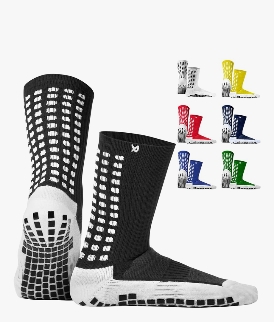 Lux Dual Grip Socks - Soccer Grip Socks for Men and Women. GripArray Performance & Comfort White