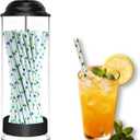 Straw Holder,Straw dispenser with Stainless Steel Lid,Holds straws up to 8.5 inches,for home kitchen,countertop,restaurant Drinking straw container