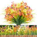 12 Bundles Artificial Outdoor Flowers Lifelike UV Resistant Fake Plastic Plants Indoor Outside Hanging Plants Garden Porch Window Box Decor (Mix 6 Colors)
