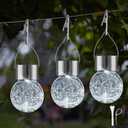 Solar Lights Outdoor Hanging Decorative Globe 24 Pack, Waterproof Solar Lantern with Handle and Clip, Solar Powered Glass Ball Lights for Garden Yard Fence Tree Umbrella Holiday Décor, Cold White