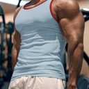 Men's Gym Workout Tank Tops - Soft Lightweight Sleeveless Muscle Shirts for Beach & Athletic Wear (Light Blue-1)