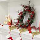 4 Pack Christmas Stocking Holder Bases - Mantel Stocking Hangers Hanging Hooks for Fireplace Stand Holder Weighted Hangers for Xmas Holiday Decoration (Gold, 4)