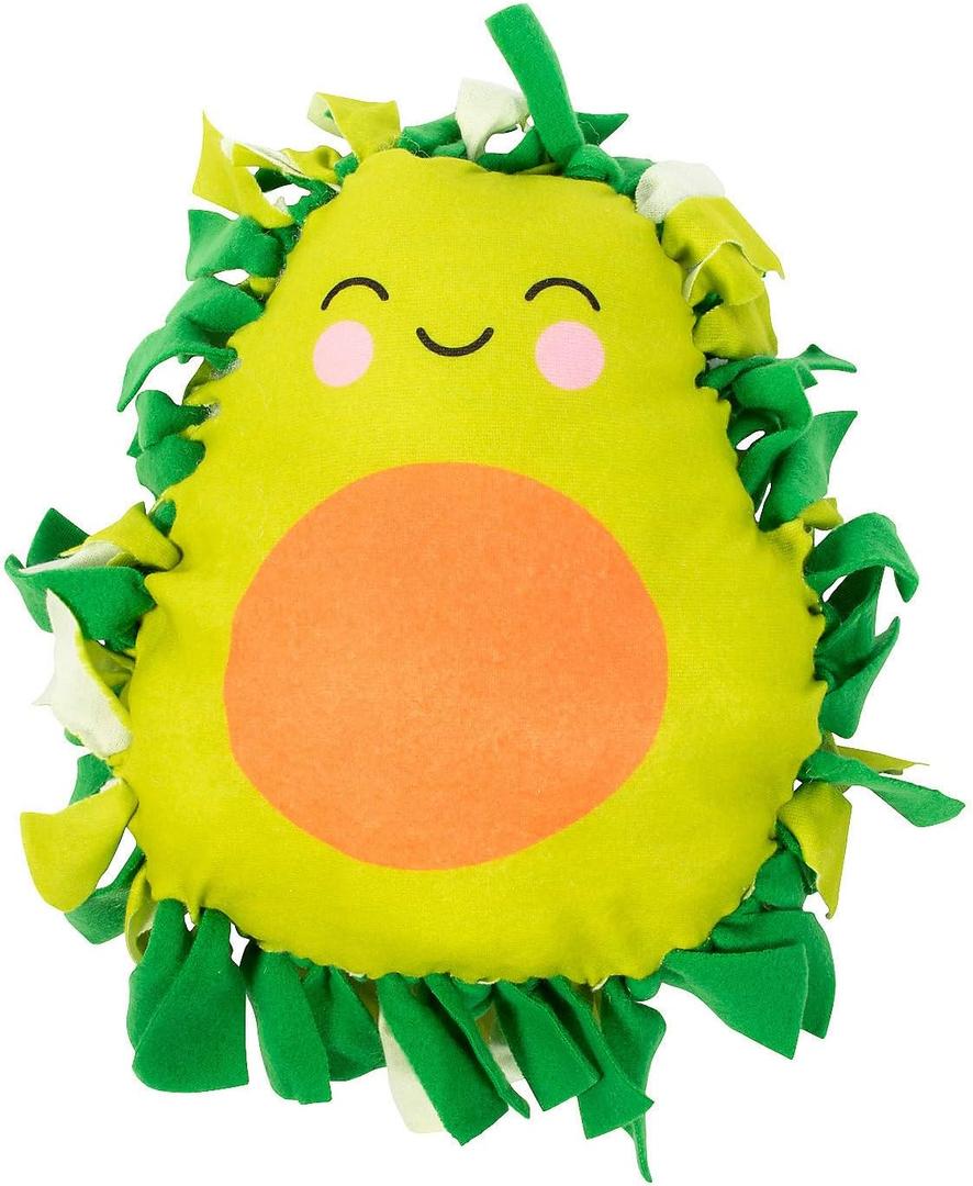 Fun Express Avocado Pillow Craft Kit - Fleece Tie Blanket Kit Makes 6 Plush Craft Pillows, No Sew Arts and Crafts Kits for 7 Year Old Girls, DIY Pillow Making Kit for Kids 6-8 Birthday Party Activity, 6 Pack