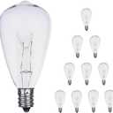 10 Pack ST38 Replacement Bulbs, 5W Edison Bulbs E12 Candelabra Base, Warm White Clear Glass Waterproof Incandescent for Outdoor String Lights & Patio Dcor