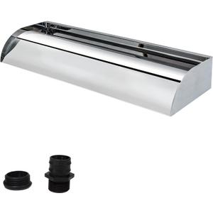 304 Stainless Steel Pool Waterfall Fountain,Pool Fountain with Curved Top Open Lip and Pipe Connector,Waterfall Spillway for Outdoor Patio Decor Swimming Pool Pond Spa(17.7Inch)