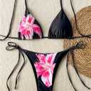 Verdusa Women's 2 Piece Floral Halter Triangle Bikini Sets Backless Self Tied Swimsuit Bathing Suits (XL)