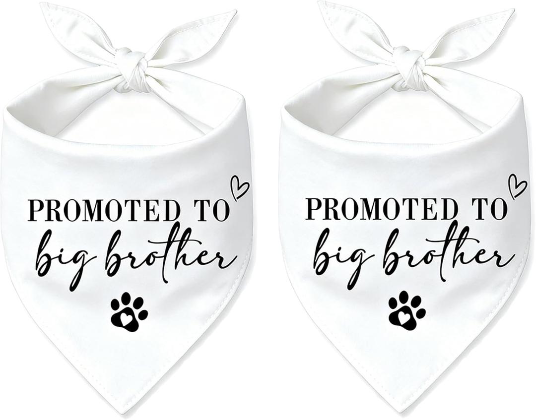 2 Pack Promoted to Big Brother Dog Bandana Baby Announcement Dogs Bandanas White Pregnancy Announcement Big Brother Bandana for Dog Pet Scarf Accessories for Pet Dog Lovers Gifts