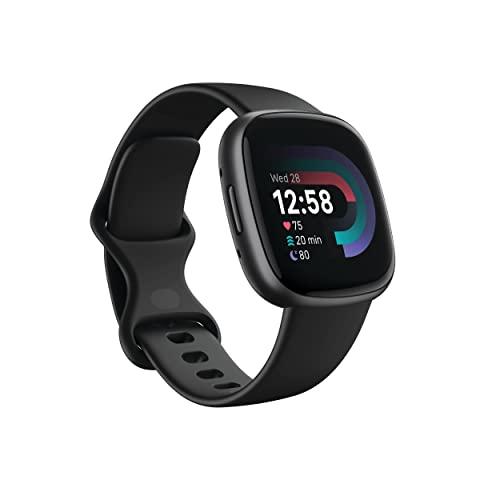 Fitbit Versa 4 Fitness Smartwatch with Daily Readiness, GPS, 24/7 Heart Rate, 40+ Exercise Modes, Sleep Tracking and more, Black/Graphite, One Size (S & L Bands Included) it Versa 4 