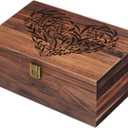 EXISTING Memory Box for Keepsakes, Floral Heart Laser Cut Wood Keepsake Memory Box, Large Wooden Storage Box with Hinged Lid, Keepsake Boxes Gift for Wedding, Valentines Day Anniversary Baby Shower (9.8"L x 7.8"W x 4.1"H, Black brown)