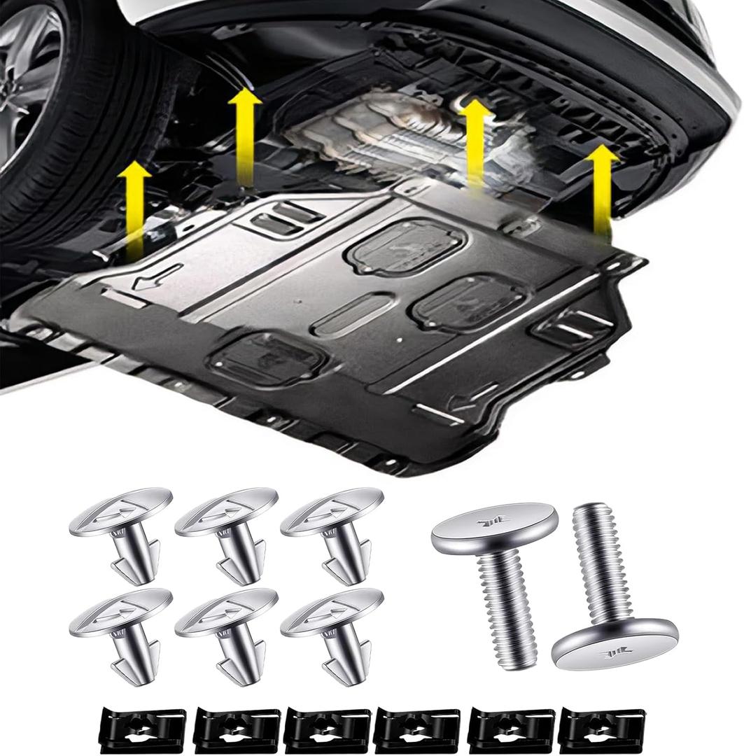 14PCS Engine Splash Shield Hardware Kit  Under Engine Cover Bolts & Clips for Skid Plate & Oil Pan Protection  Replaces 90105-TBA-A00, 90674-TY2-A01