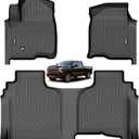 Floor Mats for 2019-2026 Chevy Silverado/GMC Sierra 1500 Double Cab & 2020-2026 Silverado/GMC Sierra 2500HD/3500HD Double Cab(Fit Rear Underseat Storage), TPE Floor Liners, 3pcs Black