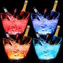 Umigy 4 Pcs LED Ice Buckets 2l Clear Plastic Beer Buckets with LED Light RGB Colors Changing Cooler Ice Container with Stand for Party Home Bar Ktv Clubs 1 BROKEN 3 NEW