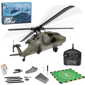 WL K170 RC Helicopter Model, BK Hawk UH-60L 170 Size 4CH Flybarless Helicopter with Adjustable Left and Right Hand Throttle (RTF Version)