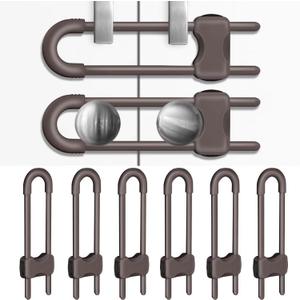Cabinet Locks for Babies, Baby Proofing Cabinets, 6 Pack U-Shaped Child Locks for Cabinets, Child Proof Cabinet Latches,Child Safety Cabinet Locks with Adjustable by SPISPI(Brown)
