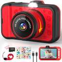 Kids Camera, Toddler Digital Camera with Rotating Zoom Lens, 3.5 Large Screen, 1080P Toy Camera for Kids with Flash, 32GB Card, Birthday Gifts for Boys Girls 3 4 5 6 7 8 9 10 11 12 Year Old (Red)