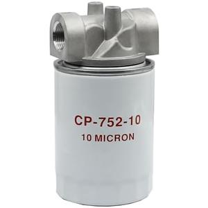 Spin-On Filter Assembly Hydraulic Oil Filter for Petroleum Based Fluids 10 Micron Hydraulic Filter with 15 PSI Bypass 250 PSI, 25 GPM, 3/4” NPTF Inlet/Outlet Port, 1"-12 Thread, 221006