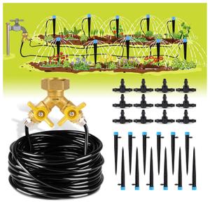 HIRALIY 50ft Drip Irrigation Kit Plant Watering System 8x5mm Blank Distribution Tubing DIY Automatic Irrigation Equipment Set for Garden Greenhouse Flower Bed Patio Lawn (49.2 ft)