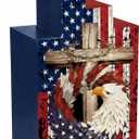 Amyhill 4 Pcs 4th of July Decorations Set Wooden Patriotic Table Centerpieces Independence Day Wood Firework Fourth of July Table Signs for 250th Anniversary Home Farmhouse Decor (Pattern Style)