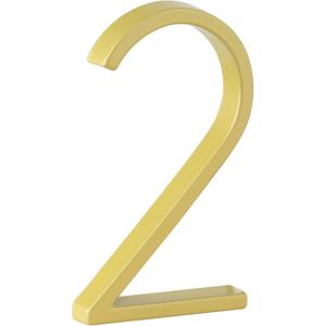 HASWARE Floating House Number Sign: 5 inch Modern Door Signage - Striking for Street Home Address Numerals (2, Golden)