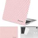 Seorsok Compatible with New MacBook Air 13.6 inch Case M4 M3 M2 2025 2024-2022 Release A3240 A2681 A3113 Touch ID,Premium Cream Textured Black Polka Dot Plastic Hard Shell Case&Keyboard Cover,Pink