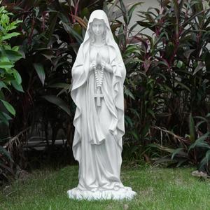 Virgin Mary Statue 31.49 Inch Religious Garden Statue Solar Mary Statue Outdoor Yard Patio Deck Home Entryway Hallway Sculpture (White)