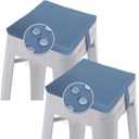 GUEGLSA Outdoor Bar Stool Cushions Square 14 Inch,Non Slip Square Seat Pad with Ties 14x14in,Waterproof Chair Cushions for Bar Stools,Cushion Only,Set of 2,(Blue)