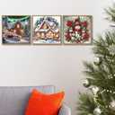 Aestalrcus 3 Pack Christmas Diamond Art Kits for Adults, Snowman House Diamond Painting Kits for Adults, 5D Gem Art and Crafts for Gift Home Wall Decor 14x14 Inch