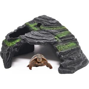 M2cbridge Reptile Hideout Cave Resin Rock Hides Terrarium Habitat Decor (Floating Island)