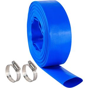 3" x 25 FT Pool Backwash Hose, Blue Heavy Duty Reinforced PVC Lay Flat Water Discharge Hose for Swimming Pool Filter Pump,with 2 Clamp (3" ID x 25 FT)