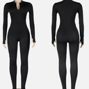 Women Long Sleeve Jumpsuit Workout Bodycon Romper with Pants Zip Up Unitard Sexy One Piece Full Bodysuits,XL