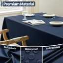 Veblandy Rectangle Tablecloth Weaved Textured Water Resistant Spill Proof Table Cloth, Decorative Fabric Wrinkle Free Table Cover for Events and Dinner, 60 x 84 Inch, Navy Blue