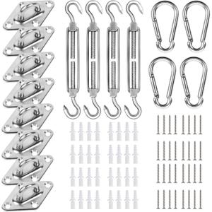 YOFIT Shade Sail Hardware Kit 6 inch for Triangle Rectangle Sun Shade Sail Installation, 304 Grade Stainless for Garden Outdoors, 80 Pcs