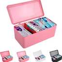 Pad and Tampon Organizer for Bathroom,Sanitary Napkin Holder, Pad and Tampon Organizer for Period, Sanitary Napkin Storage Container, Light Pink