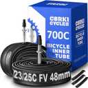 700c Bike Tire Inner Tube Replacement for Road Bicycle 28 Inch Premium Heavy Duty Butyl Rubber Spare 2 Pack with Tire Levers