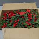 8 Pcs Mini Christmas Wreath for Cabinets Kitchen, 12 Inch Small Christmas Wreaths with Lifelike Norfolk Pine Aspen Fir Tips Cones Red Berry Bow Xmas Door Wreath for Front Door Porch Wall Window Indoor