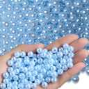 XIANNVXI Blue Pearl Beads for Jewelry Making 500Pcs 8mm Blue Round Bead with Hole for Crafts Pearl Beads Bracelets Necklace Making