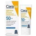 CeraVe 100% Mineral Sunscreen SPF 50, Face sunscreen With Zinc Oxide & Titanium Dioxide, Hyaluronic Acid + Niacinamide + Ceramides, Oil Free, Travel Size 2.5 oz