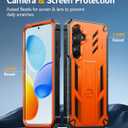 FNTCASE for Samsung Galaxy S25-Plus Case: for Galaxy S24-Plus Case with [Built-in Screen Protector & Kickstand] [Military-Grade Drop Protection] Heavy Duty Protective Full Body Shockproof TPU Orange