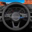 Custom-Fit for Jeep Steering Wheel Cover, Premium Leather Car Steering Wheel Cover with Logo, Non-Slip, Breathable, for Jeep Accessories (A-Style,for Jeep)