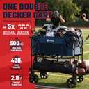 Sekey 500LBS Heavy Duty Double Decker Wagon with Extender, 400L Large Capacity Collapsible Garden Cart Fits 10x10 Canopy, All-Terrain Big Wheels with Brakes, Foldable Utility Wagon for Sports, Camping